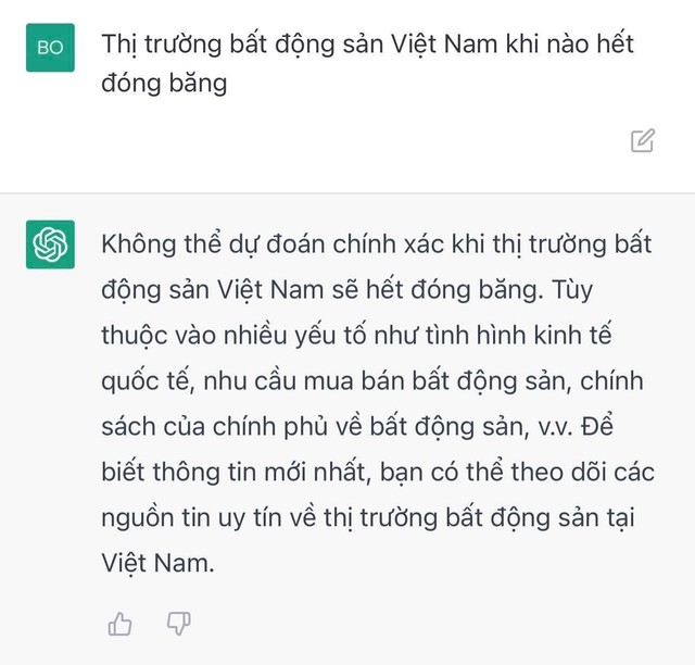 Đầu năm tìm bất động sản ngộp” trên ChatGPT, ứng dụng AI thông minh nhất hành tinh trả lời: “Rất tiếc, tôi không thể giúp bạn” - Ảnh 4.